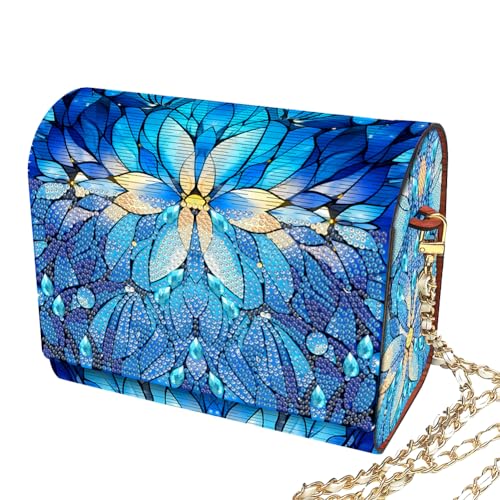 C'eitura Mandala Diamond Art Wooden Clutch Purse with Chain, 5D DIY Rhinestone Shoulder Bag Kit, Boho Festival Wallet for Women, Handmade Craft Project, Unique Gift Idea - color: SKB202