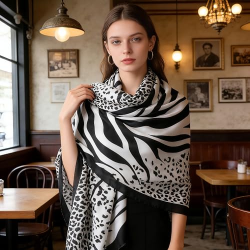 Silk Scarf Mulberry Silk Fashion Scarves Long Lightweight Shawl Wrap … - color: W10