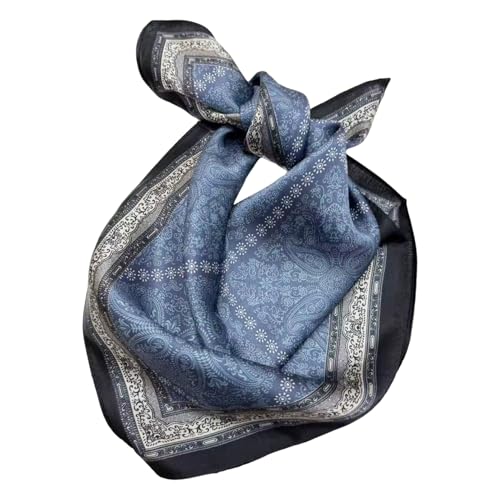 Aufeel Women's 100% Pure Mulberry Silk Small Square Scarf - Neckerchief Women - Silk Headscarf - 21" x 21" - color: Grey Blue