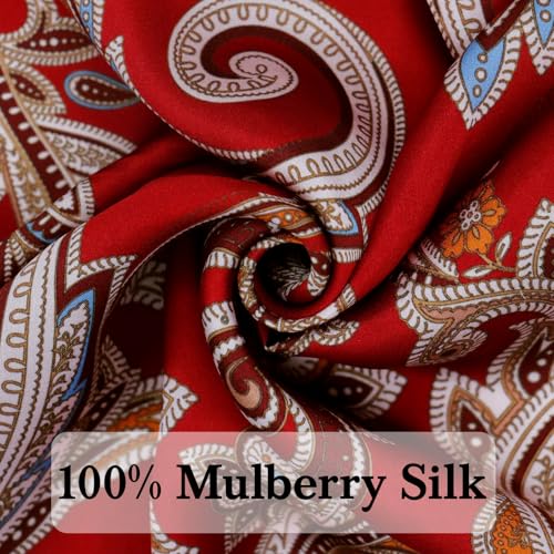 Ciormis 100% Mulberry Silk Scarf-Women's 21''/27''Square Silk Hair Head Scarf Neckerchief with Gift Packaged - color: 21''x 21''-style 66