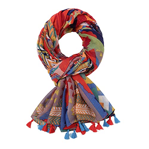 Yeieeo Boho Scarf for Women Lightweight Floral Printed Scarf Fall Winter Fashion Fringed Shawl - color: Floral 26