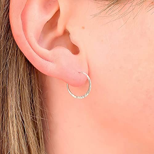 Hoop Earrings for Women, 14K Rose Gold FIlled, 20mm, Hammered Texture, Hoop Earrings Hypoallergenic Sensitive Ears, Hoop Earrings Set, Rose Gold Earrings Nickel Free - size: 15mm
