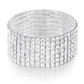 Zealmer Sparkle Multicolor Rhinestone Stackable Stretch Bracelets for Women - color: 7 Row Silver Bracelet