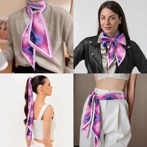 Head Hair Scarf Neck Silk Feeling Scarves Long Thin Satin Fashion Handbag Cute Decoration Women Girls 59 * 6.7'' - color: O-17-heart