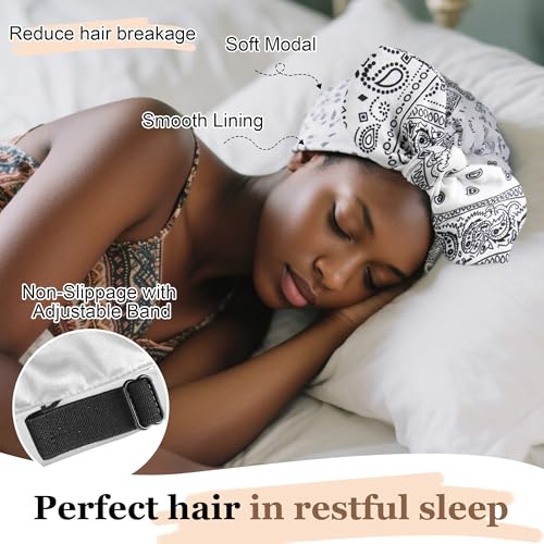 Ababalaya Satin Lined Beanies for Women Chemo Headwear Silky Lined Cotton Sleeping Cap - color: White