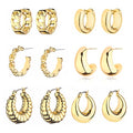 HILXURY Gold Chunky Hoop Earrings Set for Women, 14K Gold Plated Twisted Huggie Hoop Earring Hypoallergenic, Thick Open Hoops Set Lightweight - color: 6 gold chunky hoops