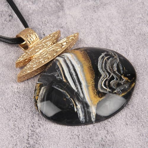 GelConnie Long Necklaces for Women Boho Large Pendant Necklace Casual Bohemian Brown Leather Choker Sweater Circle Statement Stone Necklace - style: Big Pendant Necklace