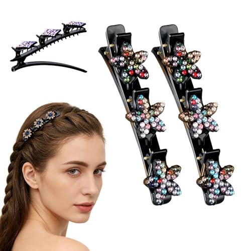 Sparkling Crystal Stone Braided Hair Clips, 2026 New Rhinestone Hair Clips Hair Braid Clips, Girls/Women Hair Accessories for Styling Sectioning (13#) - color: 13#