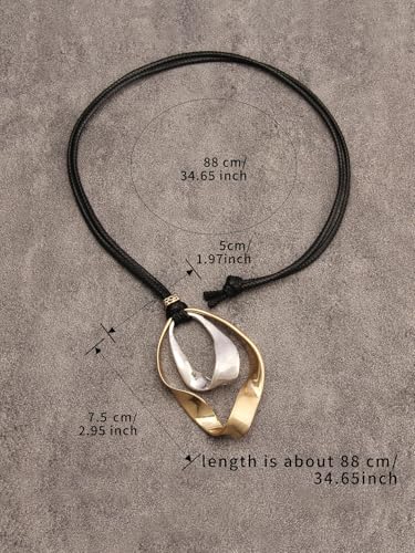 GelConnie Leather Necklace for Women Round Wooden Pendant Long Leather Choker Vintage Sweater Necklace Gold Chunky Boho Necklaces for Women - style: Boho Choker Necklace