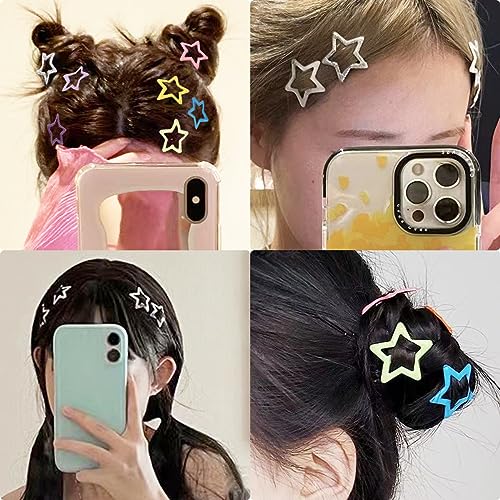 Star Hair Clips, Light Green, Small, Set of 10, Hair Accessories for Women and Girls, Y2K Fashion and Party, Non-slip Hollow Glitter Barrettes - color: Style4