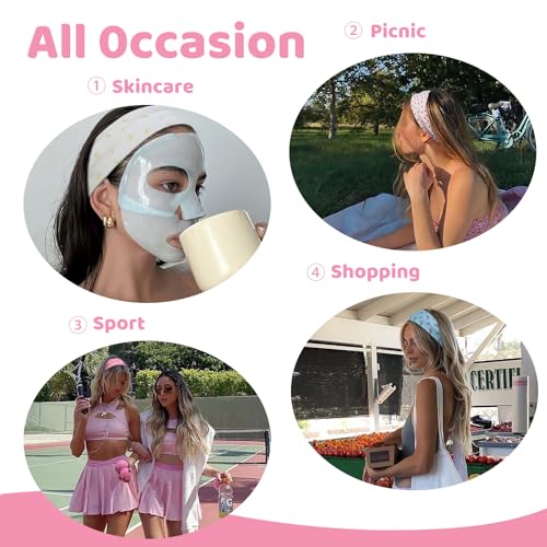 TERSE Fashion Headbands for Short Hair Non-Slip Elastic Floral Hairbands, Soft Fabric 2 Inches Thick Cute Head Accessories for Women and Girls - color: Headbands Color-Adorable