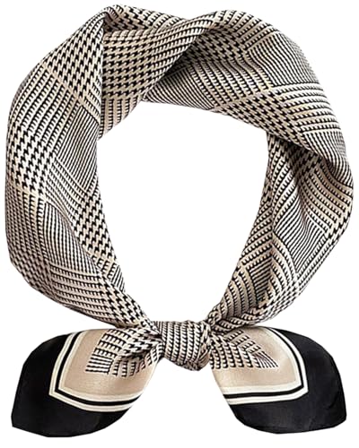 Satin Bandana Headscarf for Women Silky Hair Scarves for Fashion Lightweight - color: 22-black and White Stripe