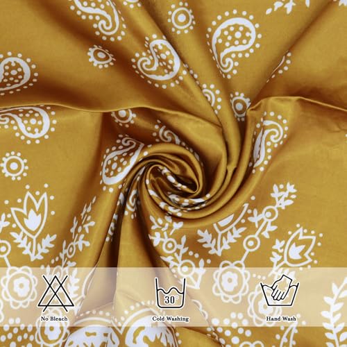 Ciormis 35" Silk Head Scarf for Women, 4 Pcs Satin Hair Scarf Square Silk Bandana Top Neck Scarves Hair Wraps for Sleeping - color: D1-cashew-set16