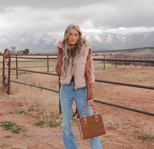 Montana West Wrangler Tote Bag for Women Aztec Western Retro Purse Top Handle Handbags - color: B-aztec-brown