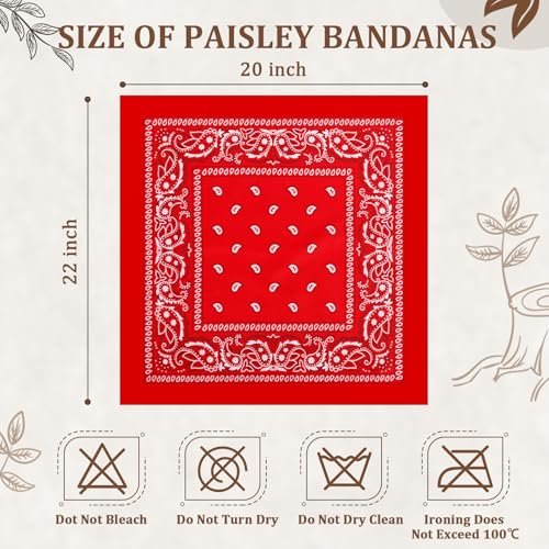 12 Pack Bandanas Unisex Paisley Cowboy Bandanas Bulk Multi Purpose Headband Scarf for Men Women Costume - color: Multicolor, style: Classic