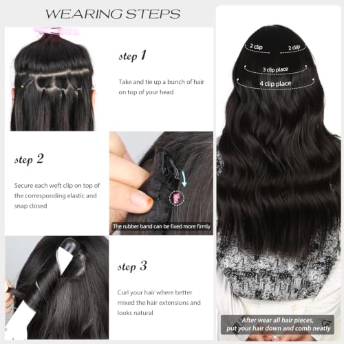 4PCS Clip in Hair Extensions Honey Blonde Mixed Light Brown 20 Inch Long Wavy Synthetic Hair Extensions (4pcs, 20Inch, 22H10#) - color: 22H10-Honey Blonde Mixed Light Brown