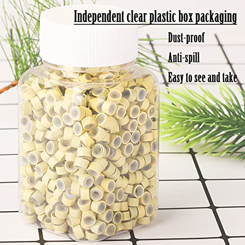 NIACONN 1000pcs 5 mm Tinsel Hair Extensions Beads, Silicone Lined Ring Micro Link I-tip Beads for Hair Extension - Blonde - color: Blonde, size: 5mm