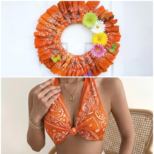Unittype 36 Pieces Paisley Bandana Cowboy Bandanas Sports Novelty Headband Square Scarf Outdoor for Western Party Costume - color: Orange, style: Simple Style
