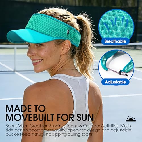AUSFLUG Sun Visor Hat Men Women - Wide Brim Quick Dry Adjustable Cap, Lightweight for Golf Tennis Pickleball Beach - color: Teal