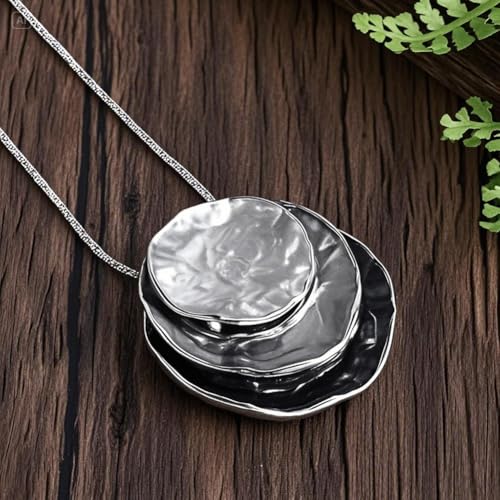 Boho Stud Earring Necklace Set,Vintage Jewelry Set,Trendy Dangle Disc Necklace Jewelry Sets for Women - color: Off-White