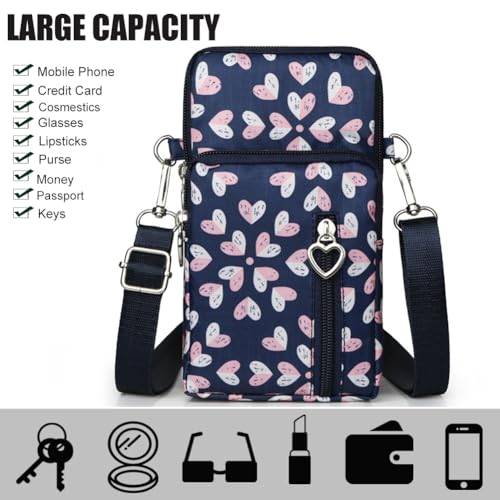 JANKS Small Crossbody Bag for Women - Mini Phone Purses with Crossbody Strap and Wallet - Nylon Arm Bag - color: C-burst With Joy