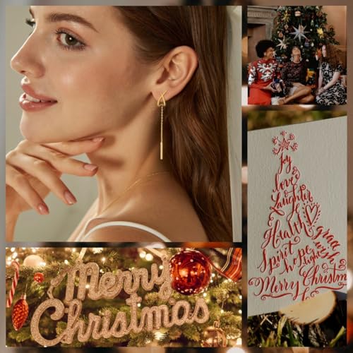 14K Gold Plated Dangle Earrings for Women Chain Dangling Long Earrings Trendy CZ/Twisted X Hoop Studs Dainty Threader Earrings Wedding Hanging Drop Dangly Minimalist Jewelry Gifts for Woman - style: 1