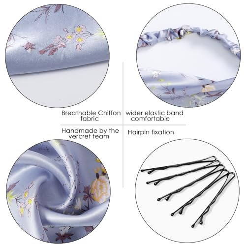 Vercret 6 Pack Hair Scarf Headband for Women Elastic Bandana Head Scarf Large Boho Triangle Kerchief with Clips Non Slip Scarves - color: Floral