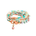 LSxAB Women Multilayered Beads Bracelet Set Stackable Boho Style Beaded Stretch Strand Wrap Birthday Jewelry - style: Teal 8PC