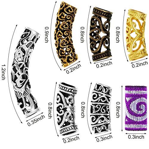 WILLBOND 24 Pcs Hair Jewelry for Braids Loc Jewelry for Dreadlock African Beads Hair Tube Beads DIY Braiding Accessories Decorations for Men Women