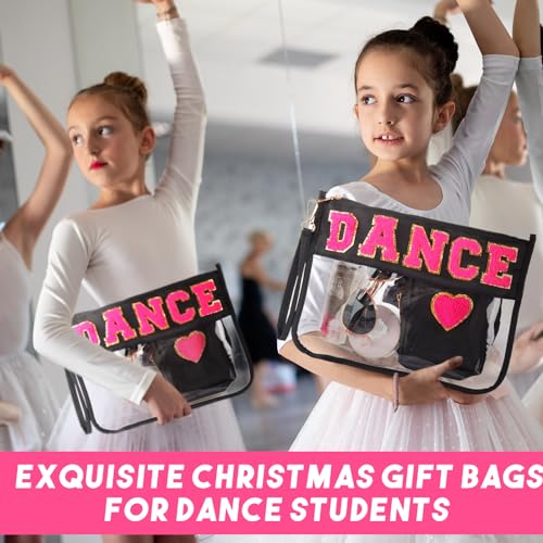 Hillban 2 Pcs Dance Recital Gifts Makeup Bags Chenille Letter Bags for Dance Team Gifts PVC Clear Cheer Case Toiletry Zipper Pouch for Women Ballet Competition Accessories Dancer Stuff - style: Dance Theme