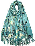 VENVSBEE Reversible Scarf Soft Large Shawl Wrap Blanket Double Sided Art Print Warm Pashmina Stoles Klimt Van Gogh Gifts - color: Art 03