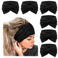 DRESHOW 6 Pack Extra Wide Headbands for Women Large Turban Headband Boho Head Wrap Elastic Hairbands Hair Twisted Knot Hair Accessories - color: 6 Pcs Knotted: Black