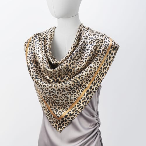 QIUTIMIY 35"x35" Like Silk Head Scarf for Women Satin Feel Large Square Scarf for Hair Wrapping and Sleeping Fashion Bandana - color: (90cm)square Scarf 14