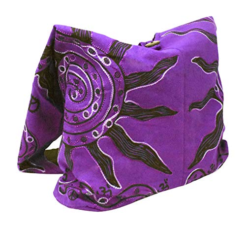 Mandala Crafts Hippie Bag, Large Boho Hobo Purse for Women, Crossbody Shoulder Sling Bags for Indie Style Bohemian Accessory - style: Purple Sun