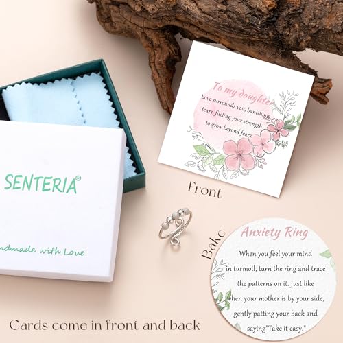 Senteria Anxiety Rings for Women Sterling Silver Rings Adjustable Stress Spinner Rings with Beads Fidget Rings for Anxiety Women - color: S925 ring-Style 2 daughter