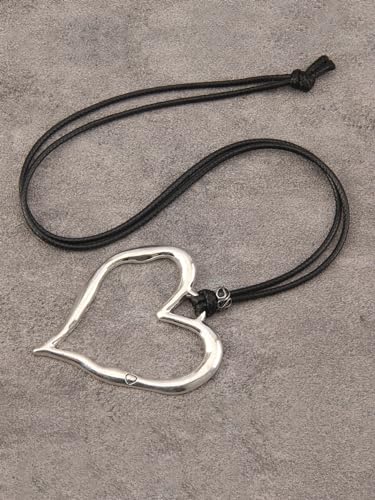 Jeilwiy Leather Necklace for Women Funky Necklace Choker String Cord Necklace with Pendant Boho Style Jewelry - style: Heart Pendant
