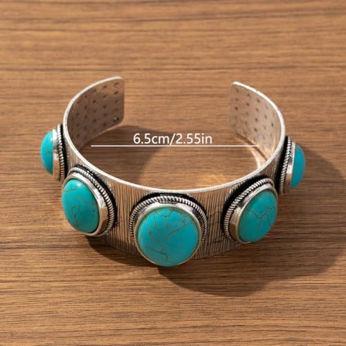 Western Bracelets for Women Vintage Chunky Turquoise Cuff Bracelet Turquoise Country Bracelets Adjustable Boho Cuff Bracelet Western Country Costume Jewelry Accessories - style: Style11