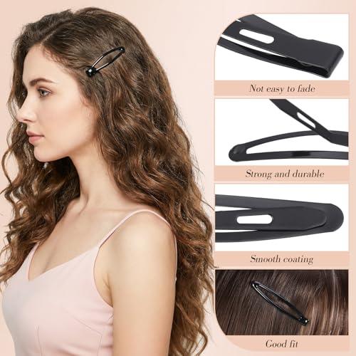 Obeoby 40 Pcs Black Metal Snap Hair Clips, 2.36 Inch Hair Barrettes Accessories for Women Girls - color: Black