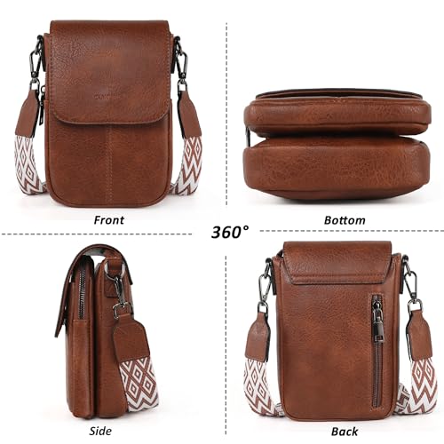 TANTOMI Small Crossbody Bags for Women Trendy, Cell Phone Purses Wallet with 4 Card Slots, Small Purses with Adjustable Strap - color: 02-brown