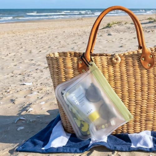 (re)zip Reusable On-the-Go Storage Bag with 2 Carabiner Clips for Travel, Outdoor - Leakproof, Water-Resistant, Dirt-Resistant, Eco Friendly, Lightweight for Snacks, Wallet, Keys, Phone & Essentials - color: Sage & Gray