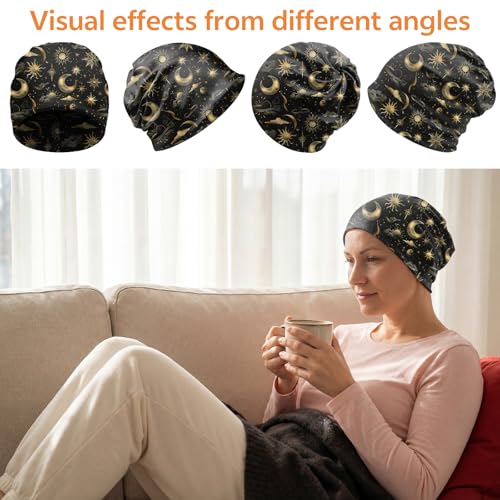 Chemo Caps Slouchy Beanie Hat Stretch Cancer Head Wraps Turban Sleep Headwear Scarf for Women Girls Men - color: I-2-sun Moon