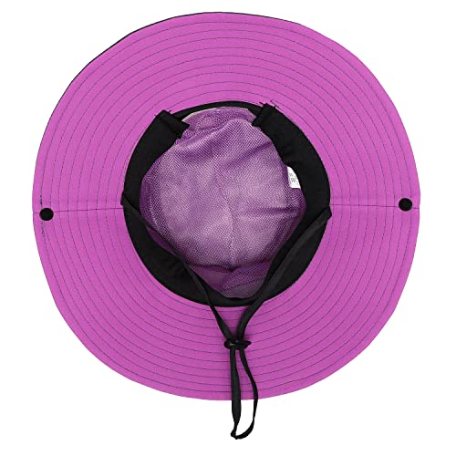 Womens Summer Sun Hat Beach Hat Wide Brim Outdoor UV Protection Hat Foldable Cool Mesh Ponytail Bucket Hat - color: Purple-gray