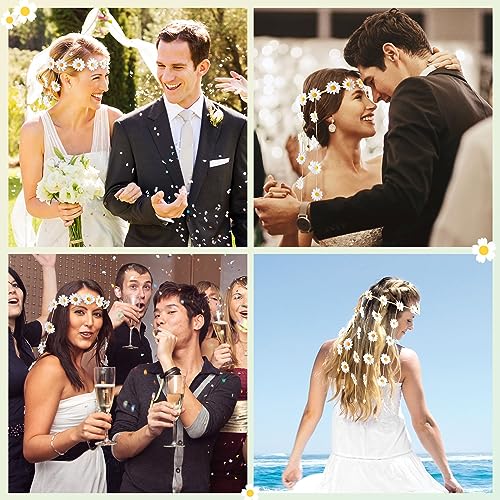 DOCILA Flower Headbands For Women Hippie Floral Hairband Boho Fairy Crown Wedding Parties Outfit Costume Hair Accessories - color: A-White