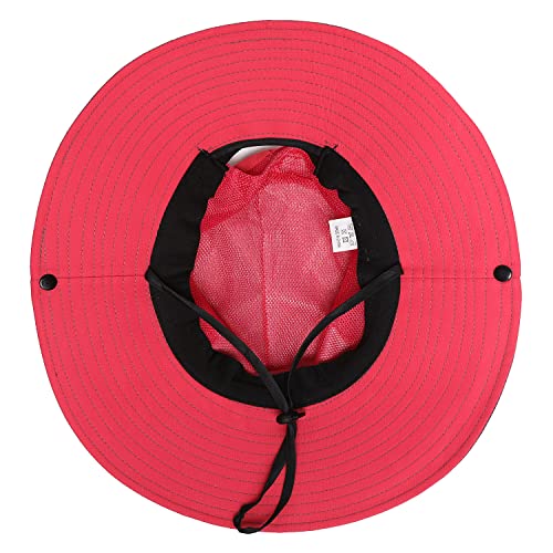 Womens Summer Sun Hat Beach Hat Wide Brim Outdoor UV Protection Hat Foldable Cool Mesh Ponytail Bucket Hat - color: Red-gray