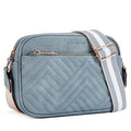 BOSTANTEN Quilted Crossbody Bags for Women Vegan Leather Purses Shoulder Handbags with Wide Strap - color: Light Blue