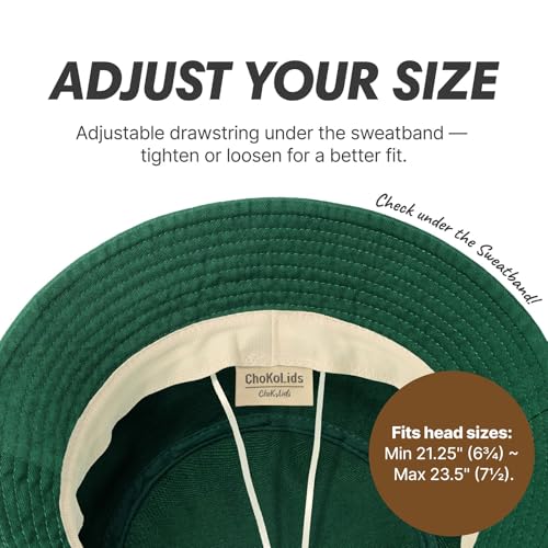 Hot Summer Bucket Hat - Trendy Cotton Sun Hat for Beach, Golf, Fishing - Fun Outdoor Vacation Boonie for Men and Women - color: Hunter Green