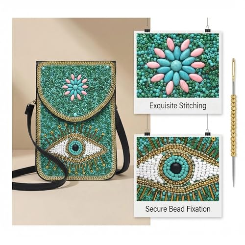 Small Crossbody Bags for Women Designer Cell Phone Bag Boho Shoulder Wallet Purse - color: Green
