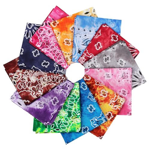 URATOT 12Pcs Paisley Cotton Bandana Printed Head Scarf Set | Rich color options classic paisley printed available for both adults and children with diverse usage scenarios - color: Mixed 12 Colors D