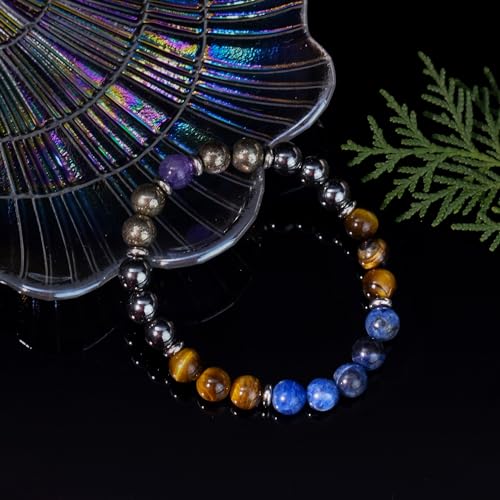 Strong Healing Crystal Bracelet 8MM Genuine Stone Bracelet Lucky Beaded Bracelet Chakra Bracelet 6.5 inch Positive Energy Inspirational Gifts for Women Mom - style: Focus Willpower