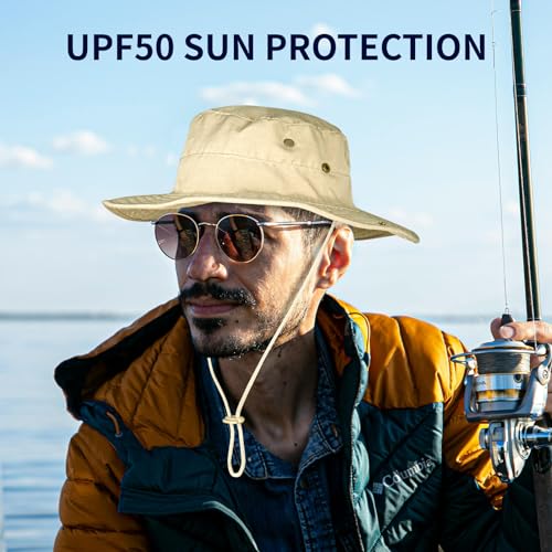 Sun Hats for Men Women Boonie Hat Foldable Fishing Hat UPF 50+ Bucket Hat for Fishing Hiking Garden Safari Beach - color: 1pack-beige Camo1